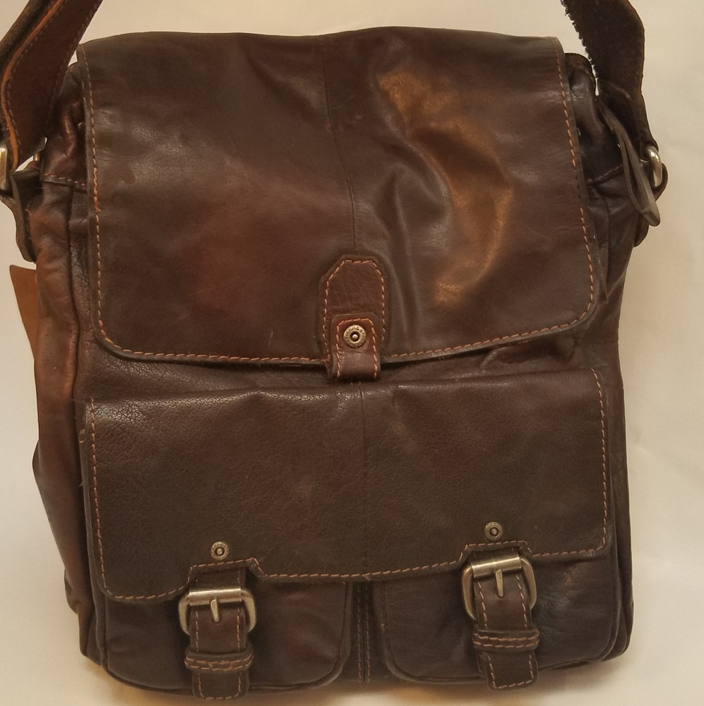 Spikes & Sparrow Crossbody Grained Brown Leather Bag